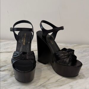 Saint Laurent Black Knotted Platform Heels